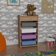 Cmk Store 4 Sepetli Atlantik Çam Çok Renkli Oyuncak Dolabı