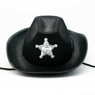 Çocuk Siyah Renk Kovboy Şapkası Sheriff Şapkası