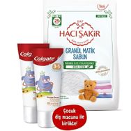Colgate 3-5 Yaş Florürsüz Çocuk Diş Macunu 60 ml + 1000 gr Hacı Şakir Lavanta Granül Matik Sabun