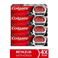 Colgate Optic White Aktif Kömür 4x75 ml Diş Macunu