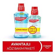 Colgate Plax Nane Ferahlığı Plağa Karşı Alkolsüz 500 ml Ağız Bakım Suyu + 250 ml Plax Taze Nane