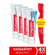 Colgate Sensitive Sensifoam Beyazlatıcı 4x75 ml Diş Macunu ve Fırça Kabı