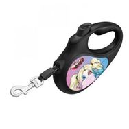 Collar Waudog Harley Quinn Desenli 15 kg 5 mt Siyah Geri Çekilebilir Köpek Gezdirme Tasması