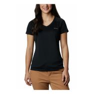 Columbia ZERO RULES SHORT SLEEVE SHIRT V Yaka Çizgili Siyah Kadın T-Shirt