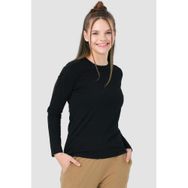 Comm-Ci Acasia Bisiklet Yaka Organik Pamuk Uzun Kollu Örme Siyah Kadın T-shirt