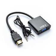Concord Siyah Ses Kablo Destekli HDMI To VGA Kablo Monitör Tv Çevirici Dönüştürücü Kablo