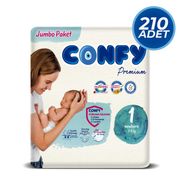 Confy Premium No:1 Yenidoğan 210 Adet Bebek Bezi