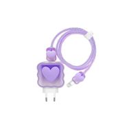 Constrain iPhone 18W 20W İle Uyumlu Lila Kalp Şarj Kablosu Koruyucu