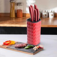 Cooker CKR2870 Akrilik Plastik Standlı 6 Parça Kırmızı Bıçak Seti