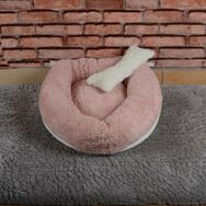 Cookie Pet 60 cm Açık Pudra Sherpa Polar Yıkanabilir Yuvarlak Köpek Kedi Yatağı