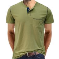 Cooleep Henley Pamuk Kısa Kol Açık Yeşil Erkek T-shirt