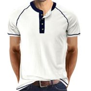 Cooleep Henley Pamuk Kısa Kol Beyaz Erkek T-shirt