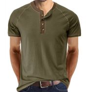 Cooleep Henley Pamuk Kısa Kol Yeşil Erkek T-shirt