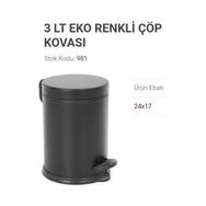 Çöp Kovası, Pedallı, 3 L, Siyah, 24X17 Cm, 981 - Renkli - 1 Adet
