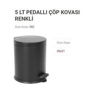 Çöp Kovası, Pedallı, 5 L, Siyah, 26X21 Cm, 982 - Renkli - 1 Adet