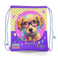 Coral High 12646 Kids Sarı Pembe Sevimli Köpek Desenli İpli Büzgülü Sırt Çantası