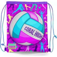 Coral High 12649 Kids Pembe Mor Voleybol Desenli İpli Büzgülü Sırt Çantası
