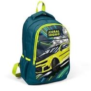 Coral High 14406 Kids Nefti Fosforlu Sarı Araba Desenli Üç Bölmeli Okul Sırt Çantası