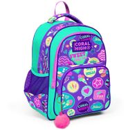 Coral High 14413 Kids Su Yeşili Mor Desenli Üç Bölmeli Okul Sırt Çantası