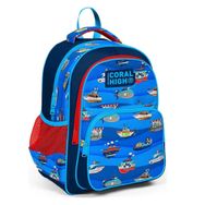 Coral High 14416 Kids Lacivert Mavi Gemi Desenli Üç Bölmeli Okul Sırt Çantası