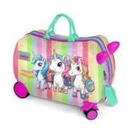 Coral High 16355 Kids Renkli Unicorn Desenli Otur-Çek Çocuk Valizi