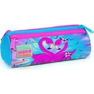 Coral High 22030 Kids Mavi Pembe Flamingo Desenli Üç Bölmeli Kalem Çantası