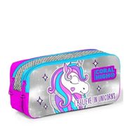 Coral High 22291 Kids Pembe Gümüş Simli Unicorn Desenli Iki Bölmeli Kalem Çantası