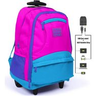 Coral High 23253 Sport Pembe Mavi Dört Bölmeli Usb'li Çekçekli Sırt Çantası