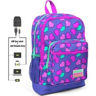 Coral High 23263 Mor Heart Usb+Aux Soketli Sırt Çantası