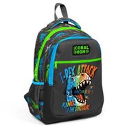 Coral High 23482 91933673 Kids Gri Dinozor Desenli Üç Bölmeli Okul Sırt Çantası