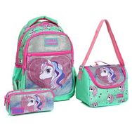 Coral High 23496 Su Yeşili Unicorn Desenli 3' Lü Okul Çantası Set