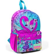 Coral High 23530 Minik Yuva Mavi Pembe Flamingo Desenli Iki Bölmeli Sırt Çantası