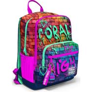 Coral High 23629 Pembe Lacivert Grafiti Yazılı Okul Sırt Çantası