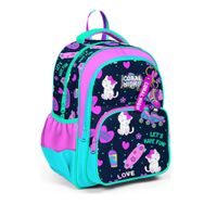 Coral High 23658 Kids Lacivert Pembe Kedili Paten Desenli Üç Bölmeli Okul Sırt Çantası