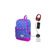 Coral High 23806 Kids Kalp Desenli Lavanta Pembe USB Şarjlı Kulaklık Çıkışlı Okul Çantası