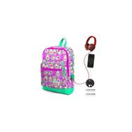Coral High 23809 USB Şarjlı Kulaklık Çıkışlı Kids Dört Bölmeli Avokado Desenli İlkokul Çantası