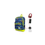 Coral High 23826 USB Şarjlı Kulaklık Çıkışlı Kids Dört Bölmeli Lacivert Fosil Sarı İlkokul Çantası
