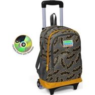 Coral High 23921 Koyu Gri Hardal Yarasa Desenli Üç Bölmeli Çekçekli Çocuk Okul Sırt Çantası