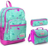 Coral High 3'lü Yeşil Flamingo Kız İlkokul Çanta Seti