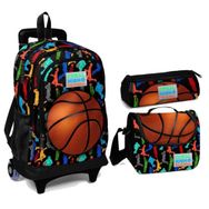 Coral High Basketbol Baskılı Çekçek Tekerlekli Okul Çanta Seti