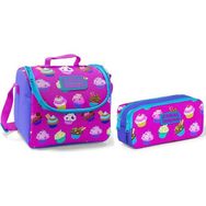 Coral High Beslenme Çantası ve Kalemlik Takım - Pembe - Cupcake - Kız Çocuk - Kurabiyeler Kalemlik
