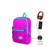 Coral High Kids Dört Bölmeli USB Şarjlı Kulaklık Çıkışlı Flamingo Okul Sırt Çantası