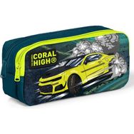 Coral High Kids Iki Bölmeli Erkek Çocuk Nefti Sarı Araba Kalem Çantası Kalemlik