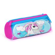 Coral High Kids Mavi Neon Pembe Unicorn Desenli Üç Bölmeli Kalemlik