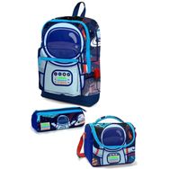 Coral High Kids Saks Mavi Astronot Desenli USB'li 3’lü Okul Çanta Seti - Erkek Çocuk Okul Çanta