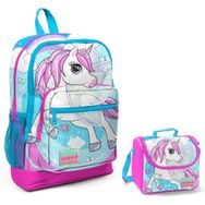 Coral High Mavi Unicorn Baskılı Kız Çocuk İlkokul Çantası ve Beslenme Seti