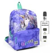 Coral High Mavi Unicornlar Usb+aux Soketli Üç Gözlü Okul ve Günlük Sırt Çantası