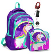 Coral High Mor Okul Çantası - Kız Çocuk - Usb Soketli Beslenme Çantası