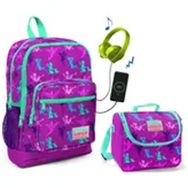 Coral High Mor Peri Baskılı Kız Çocuk Usb Soketli Okul Çantası ve Beslenme Çantası Seti