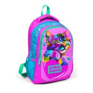 Coral High Pembe Simli Kedi Desenli Üç Bölmeli Okul Çantası ve Iki Bölmeli Kalem Çantası 2'li Set Kalemlik